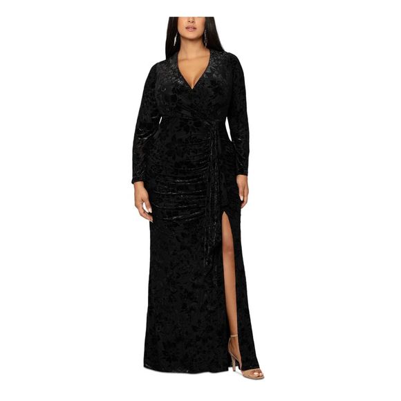 Betsy & Adam Women's High Slit Lace Up Dress Black Size 4 main image 1